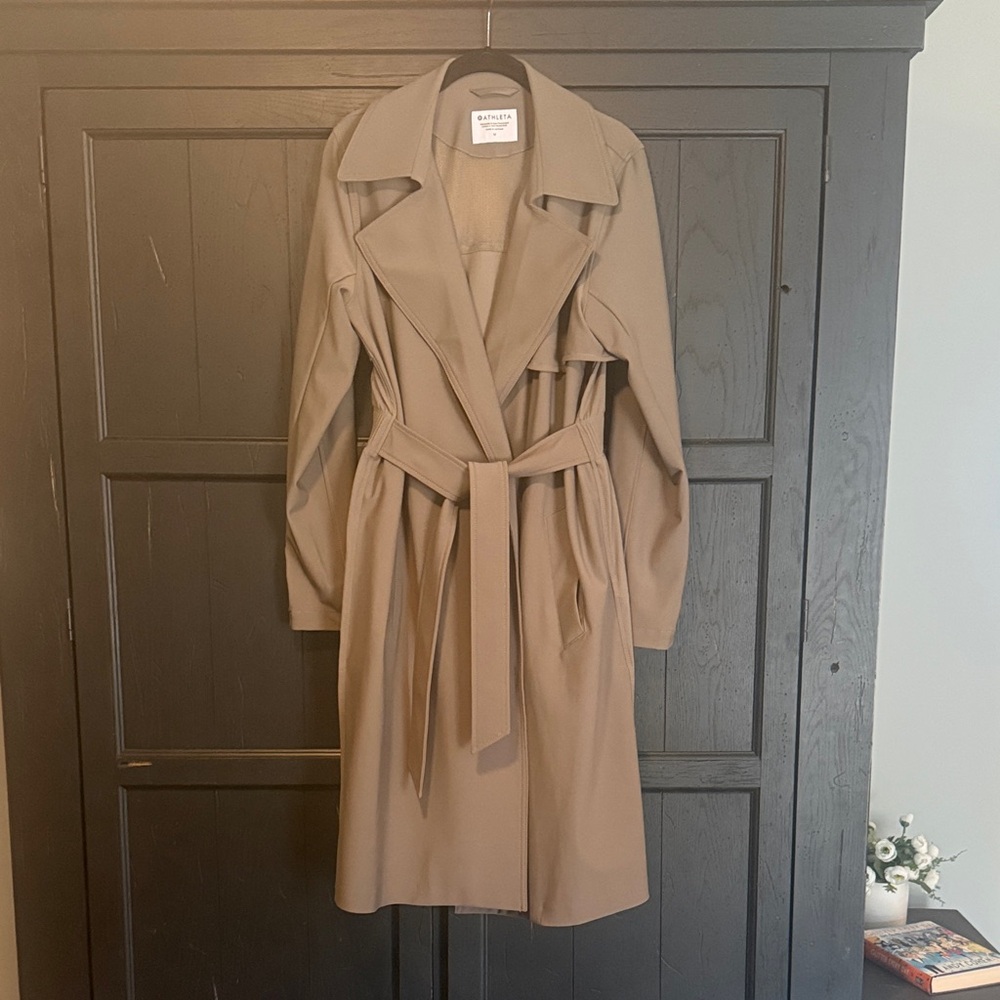 Athleta Camel Trench Coat with Belt - Picture 3 of 5